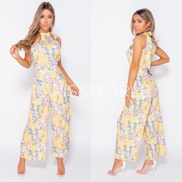 Paris&Pearle Pants - Whitney Pastel Floral Print Jumpsuit